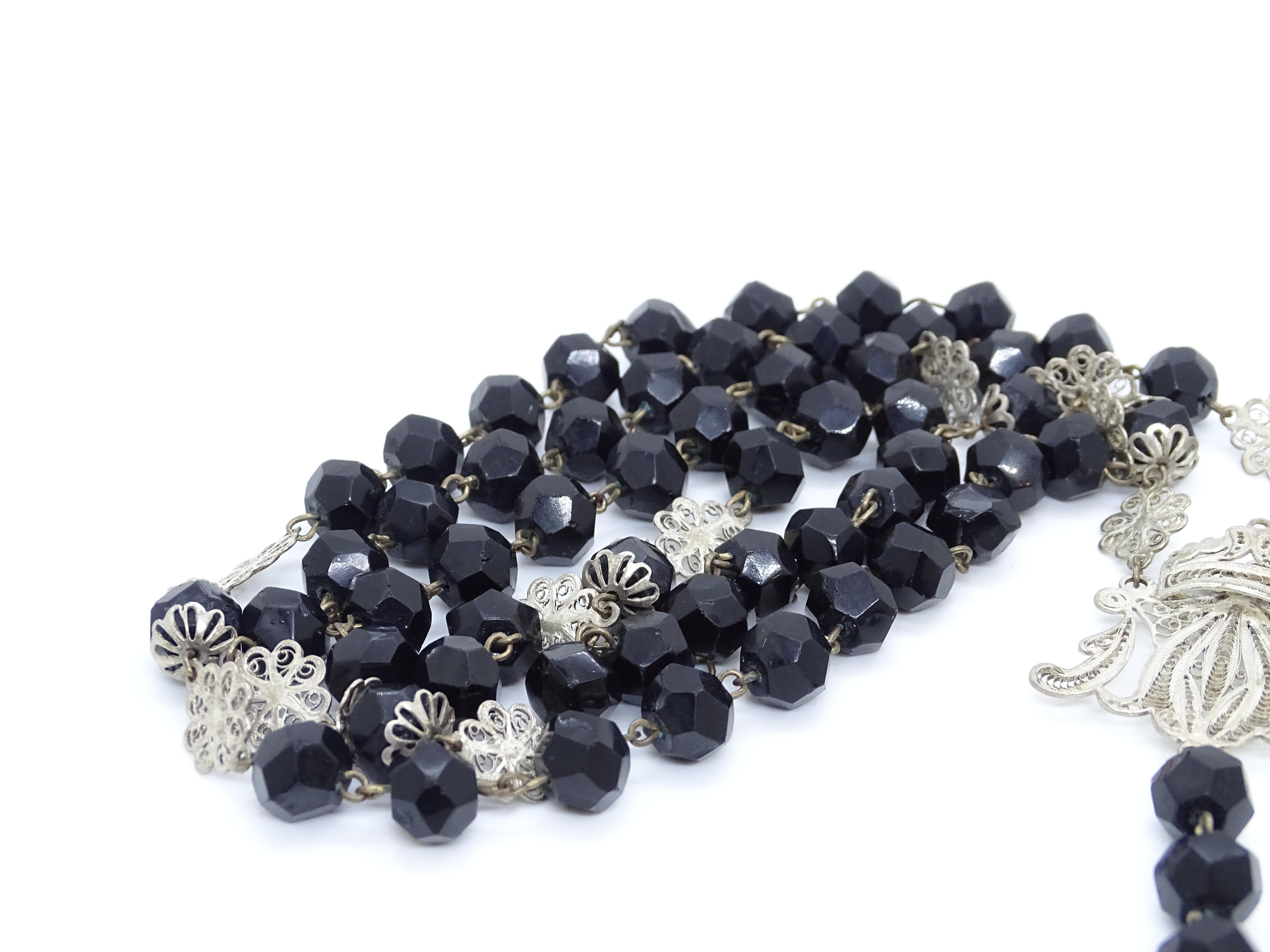 Silver and gold filigree rosary, onyx beads, 19th century 6