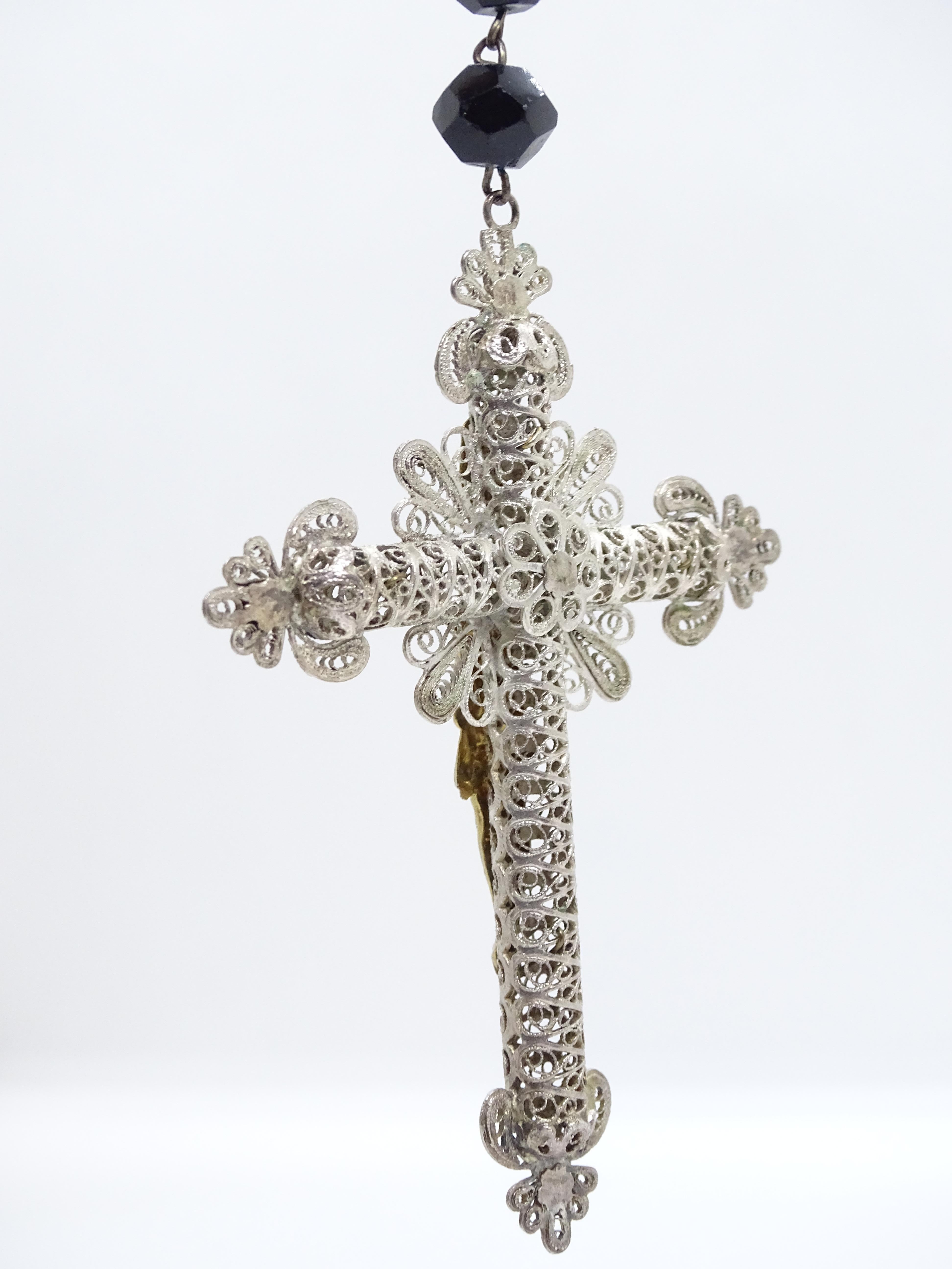 Silver and gold filigree rosary, onyx beads, 19th century 2