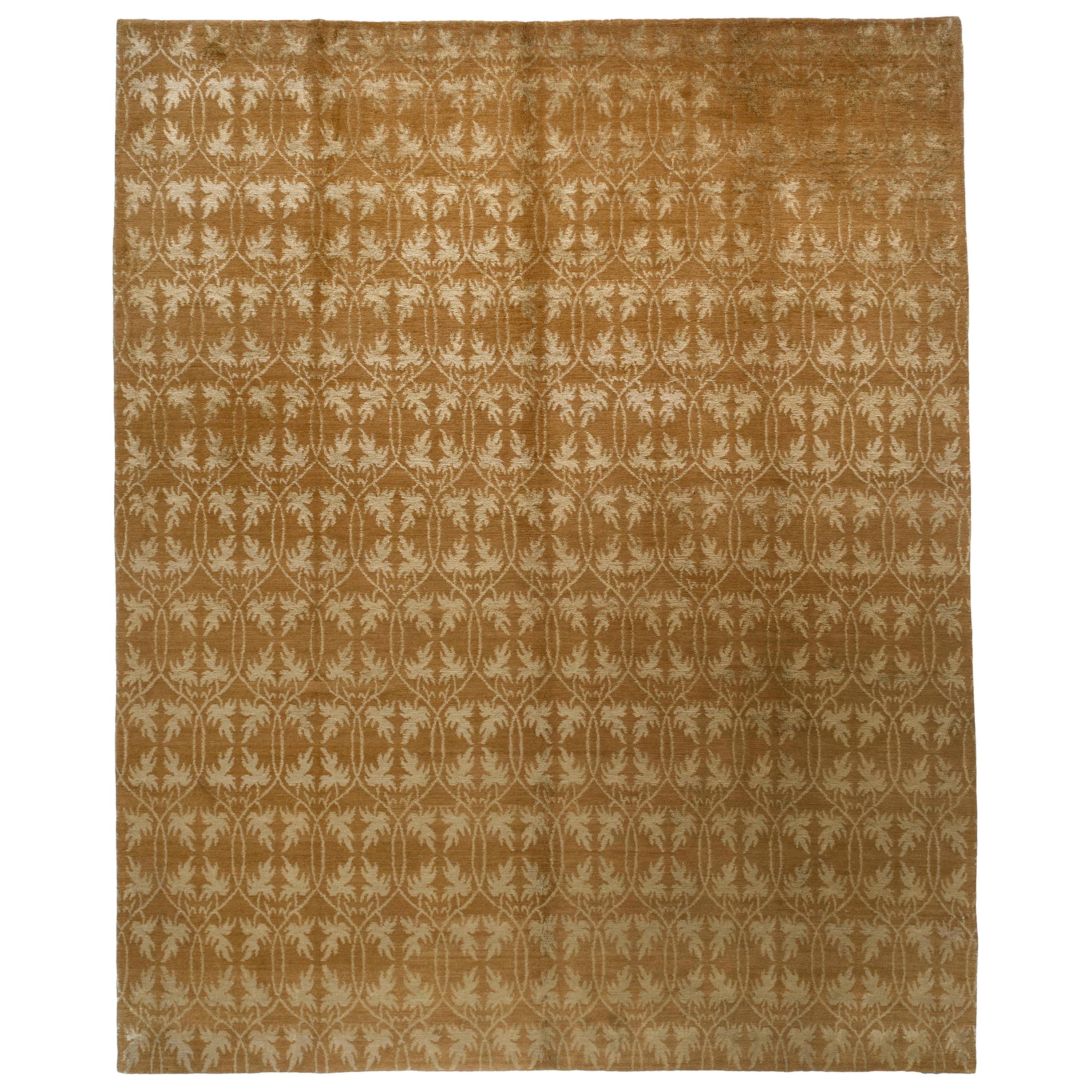 Silver and Gold Floral Area Rug For Sale
