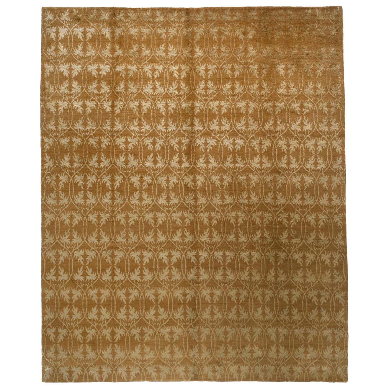 Silver and Gold Floral Area Rug For Sale at 1stDibs