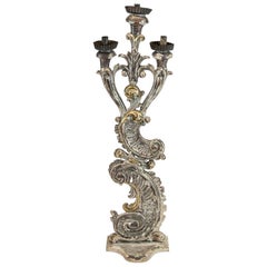 Silver and Gold Gilt Carved French Candelabra