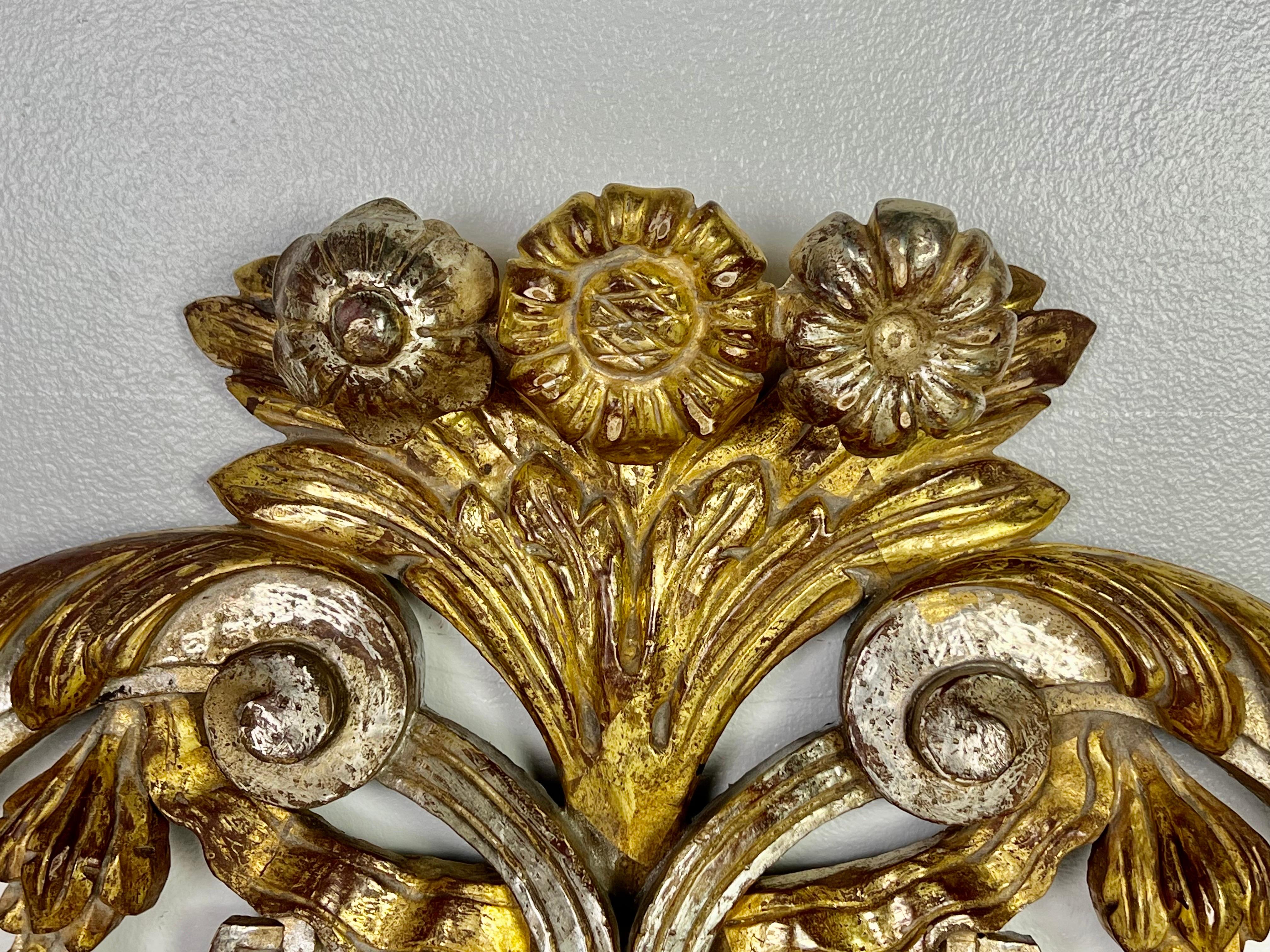 Silver and Gold Giltwood Carving w/ Scrolls and Acanthus Leaves C. 1900 1