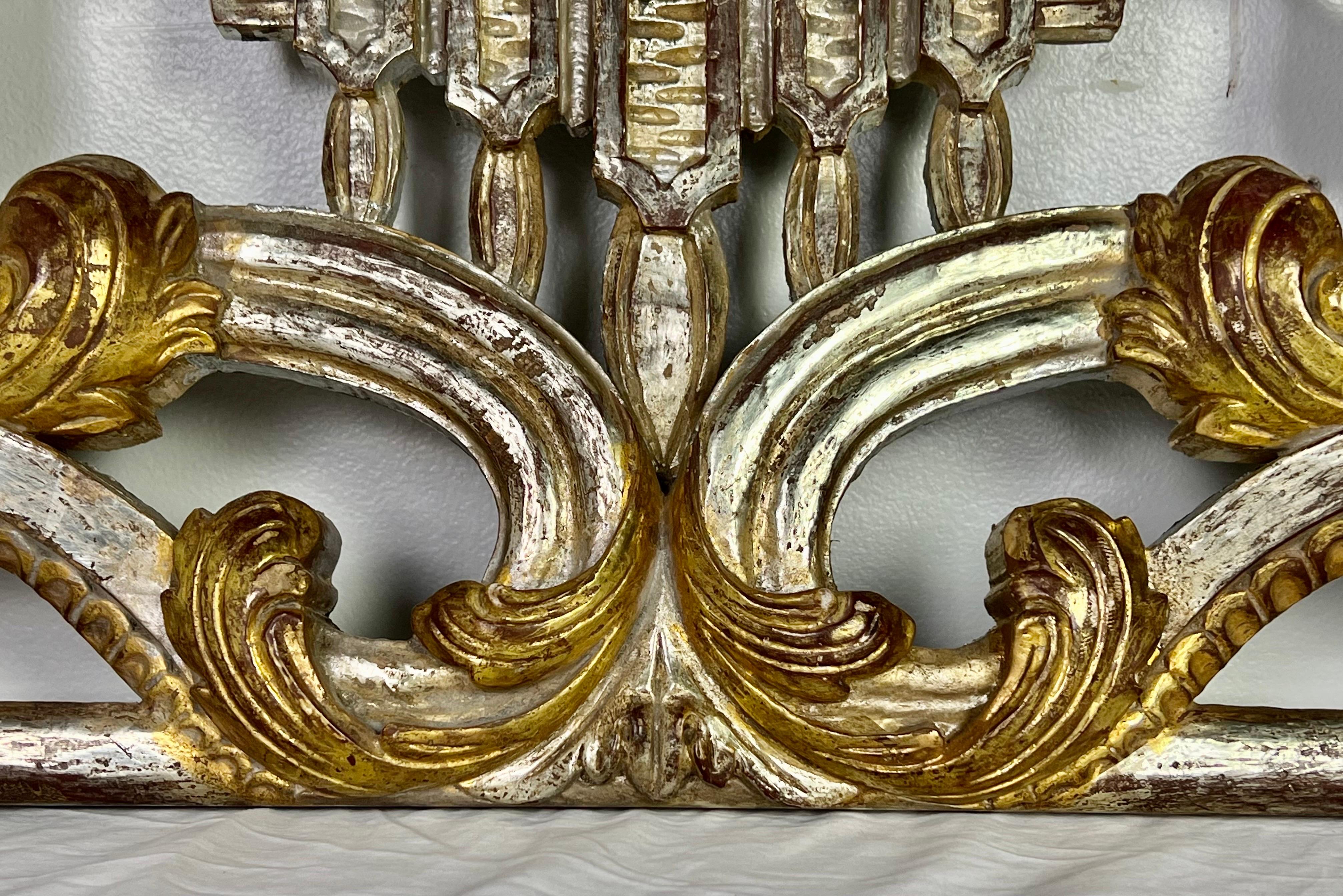 Silver and Gold Giltwood Carving w/ Scrolls and Acanthus Leaves C. 1900 2