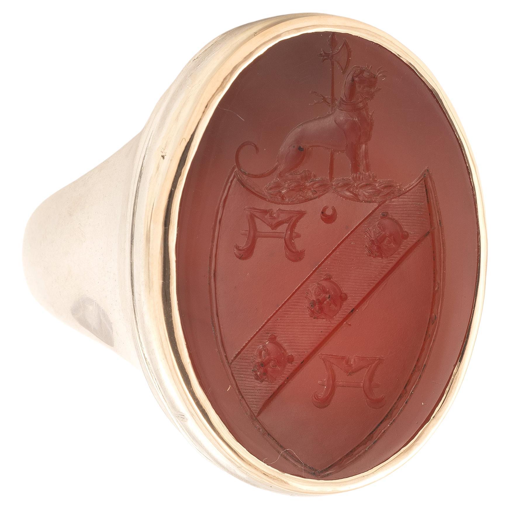 Georgian Silver and Gold Large Carnelian Signet Men's Ring For Sale