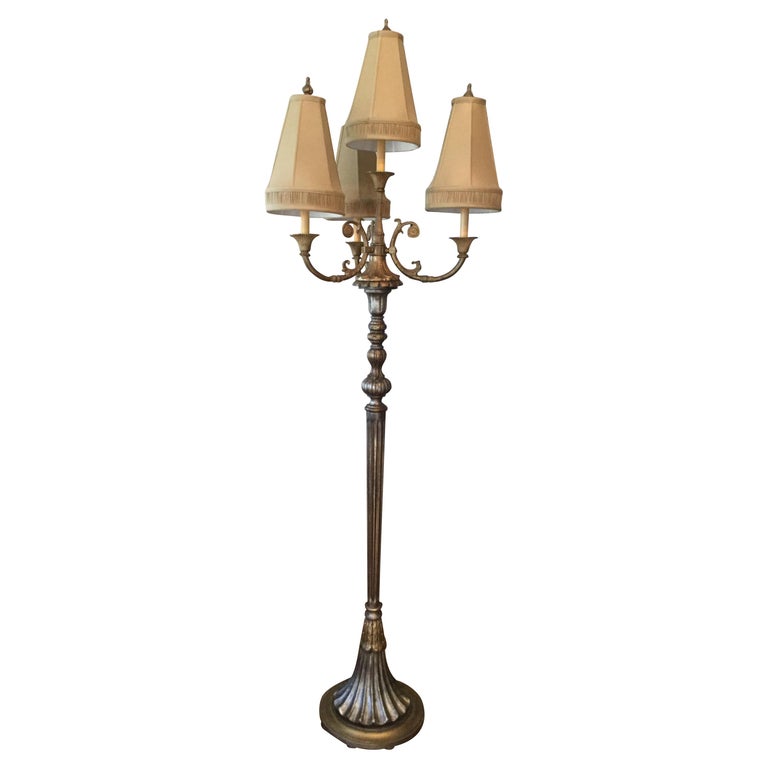 Silver and Gold Leaf Floor Lamp For Sale at 1stDibs