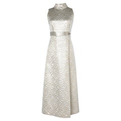 Silver and gold lurex brocade wrap backless evening dress Circa 1960's