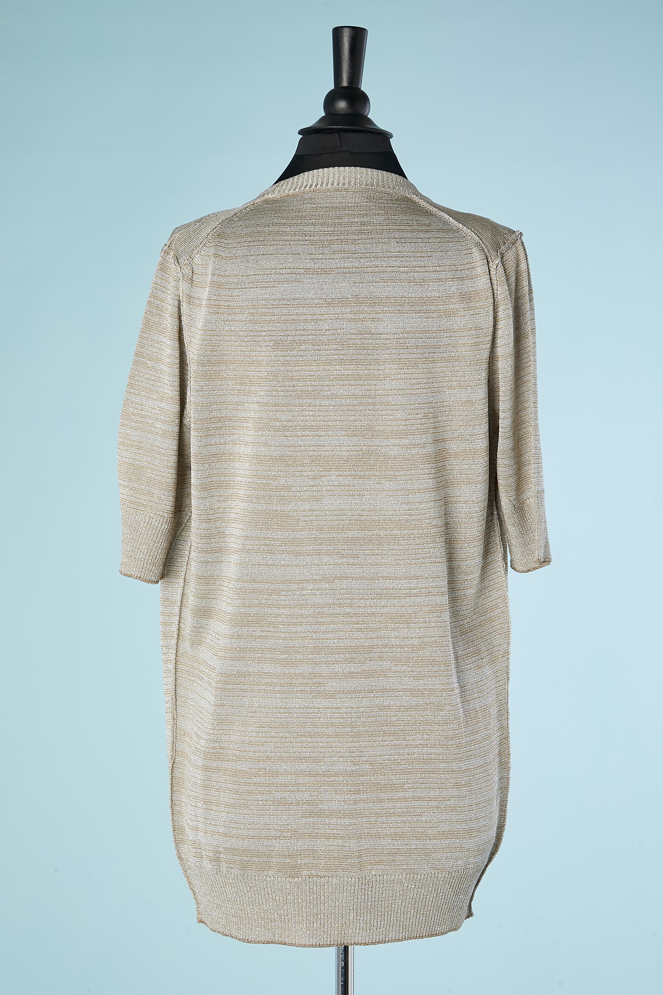 Silver and gold lurex knit mini-dress  and cardigan  Dolce & Gabbana For Sale 3