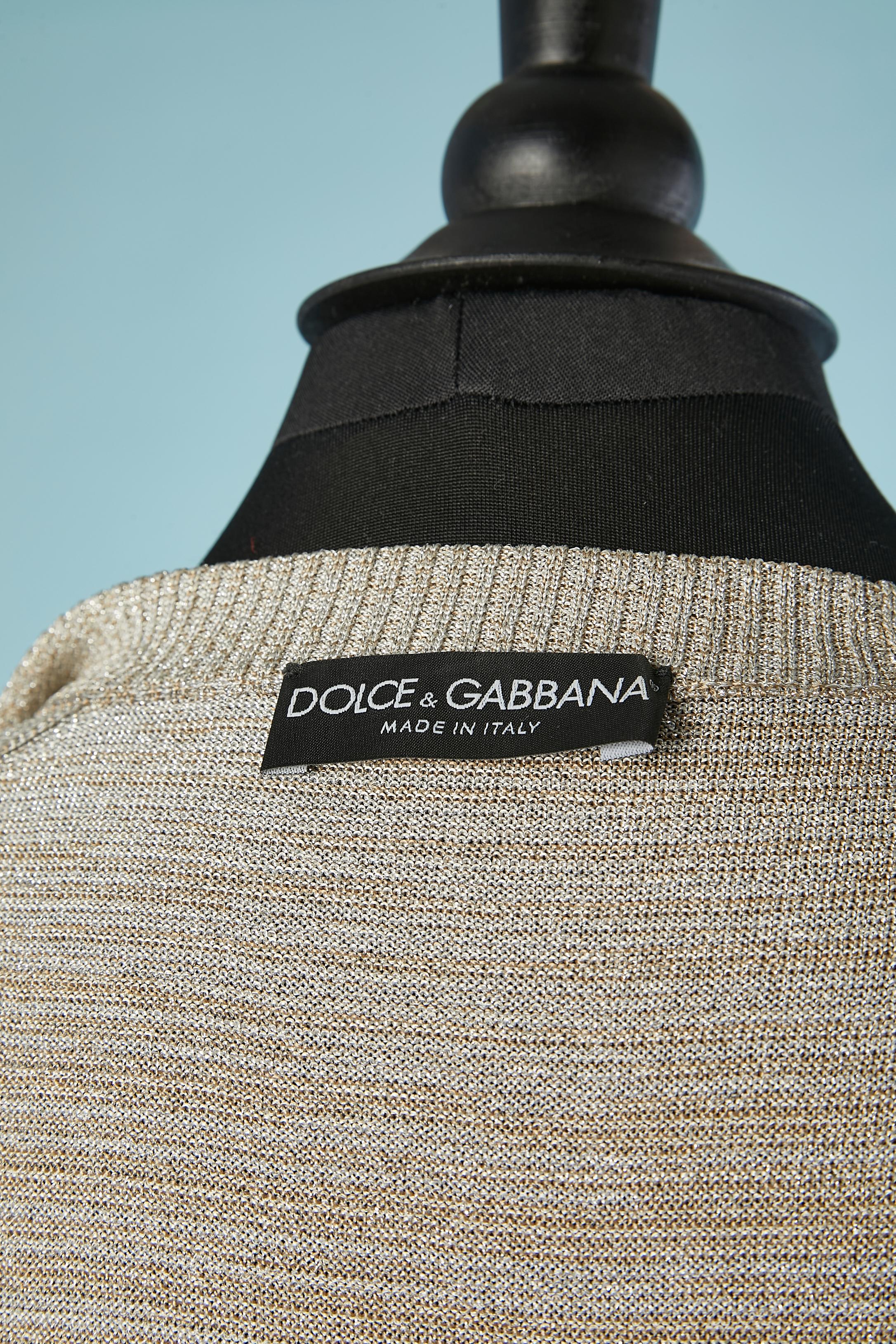 Silver and gold lurex knit mini-dress  and cardigan  Dolce & Gabbana For Sale 4