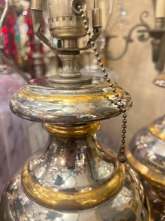 Silver and Gold Moderne Porcelain Lamps