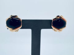 Silver and Gold-Plated Onyx Record Earrings