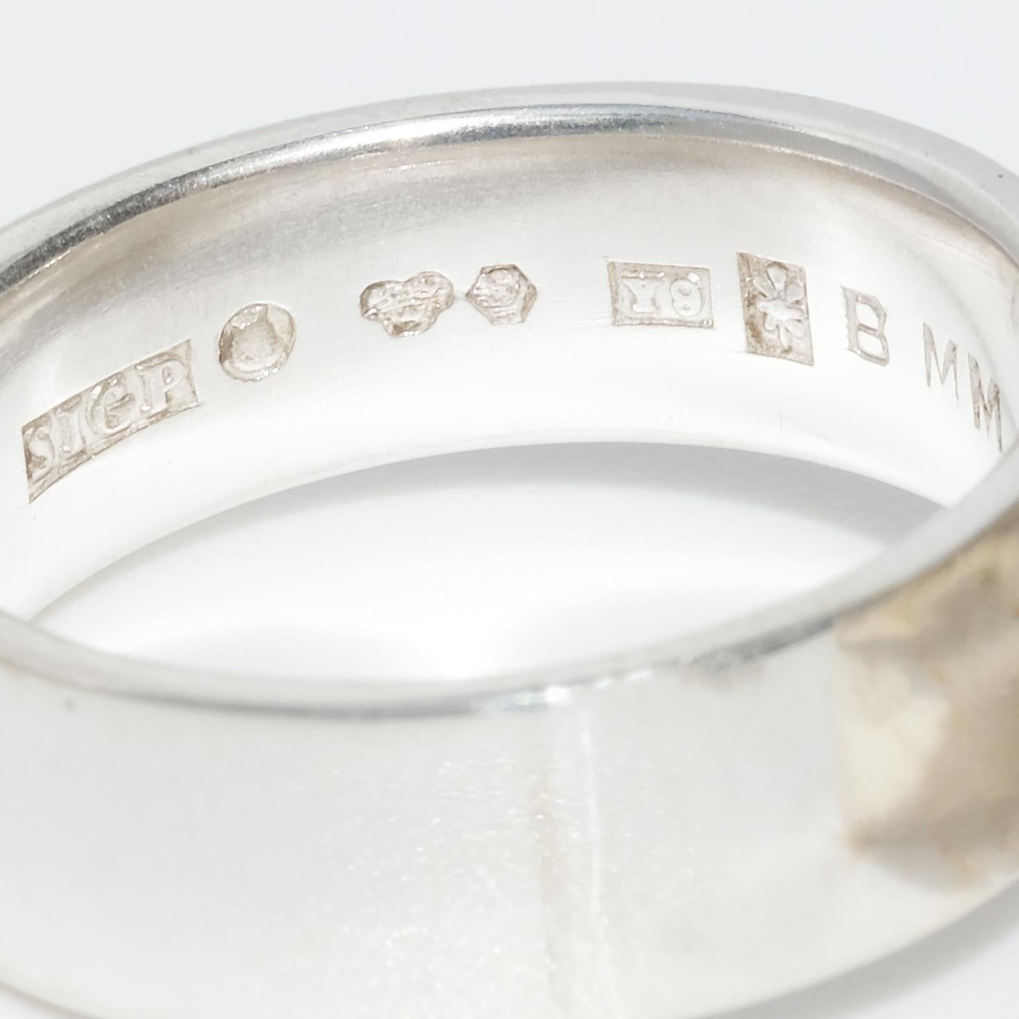 Women's or Men's Silver and Gold Ring Made in 1973 by Sigurd Persson, Sweden For Sale