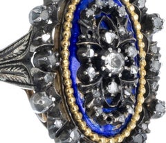 Silver and Gold ring with enamel and diamonds - 19th century