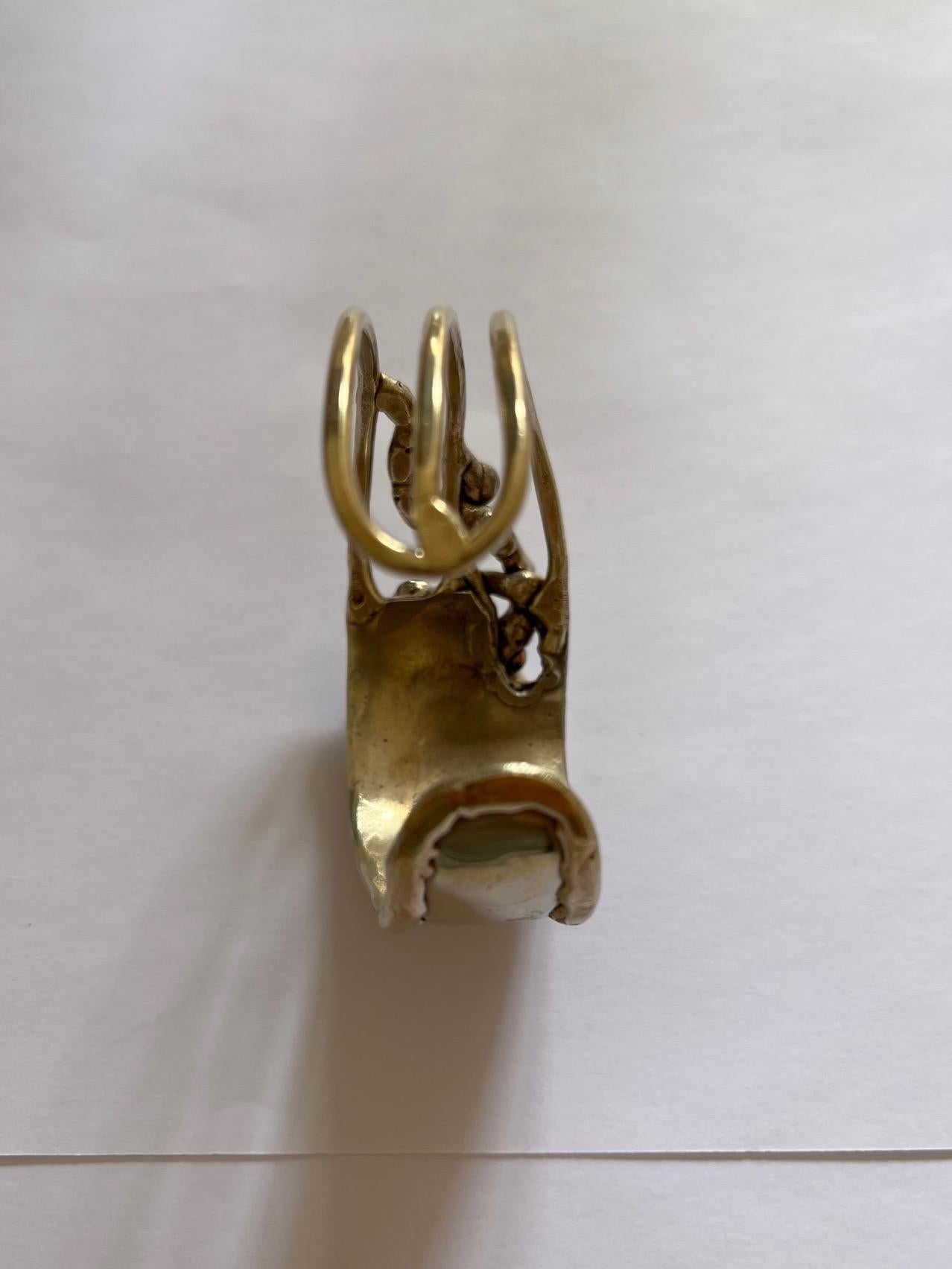 da uomo o donna Bracciale scultoreo in filo d'argento e oro in vendita