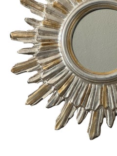 Espejo Sunburst de plata y oro Madera, Alemania, hacia la década de 1970