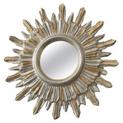 Espejo Sunburst de plata y oro Madera, Alemania, hacia la década de 1970