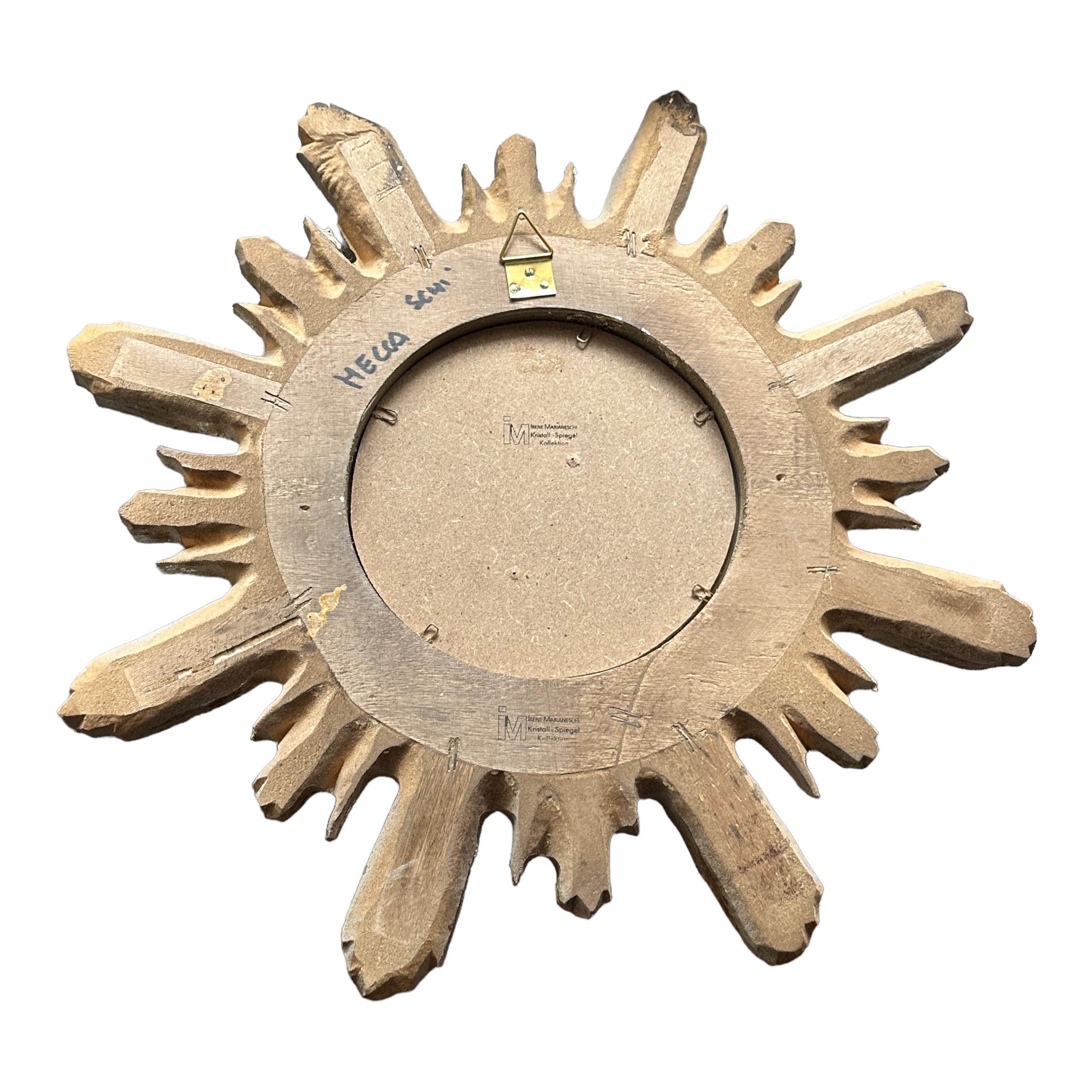 Silver and Gold Sunburst Starburst Mirror Wood Stucco, Italy, circa 1960s For Sale 1