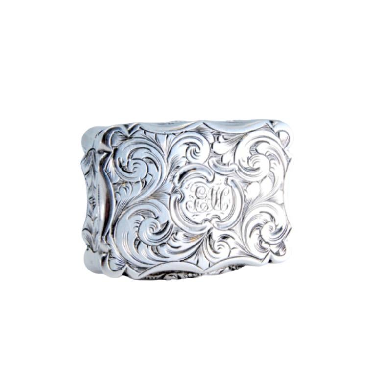 Silver and gold vinaigrette box with Victorian period engraving on both sides