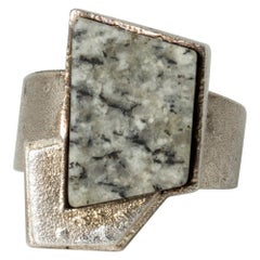 Silver and Granite Ring by Björn Weckström for Lapponia, Finland, 1986