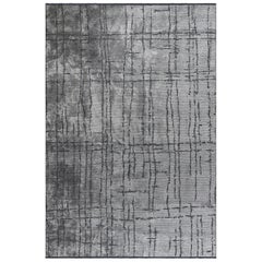 Alfombra semiplana de lujo de diseño abstracto contemporáneo en plata y gris