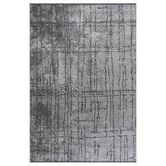 Silver and Gray Contemporary Abstract Pattern Luxury Soft Semi-Plush Rug