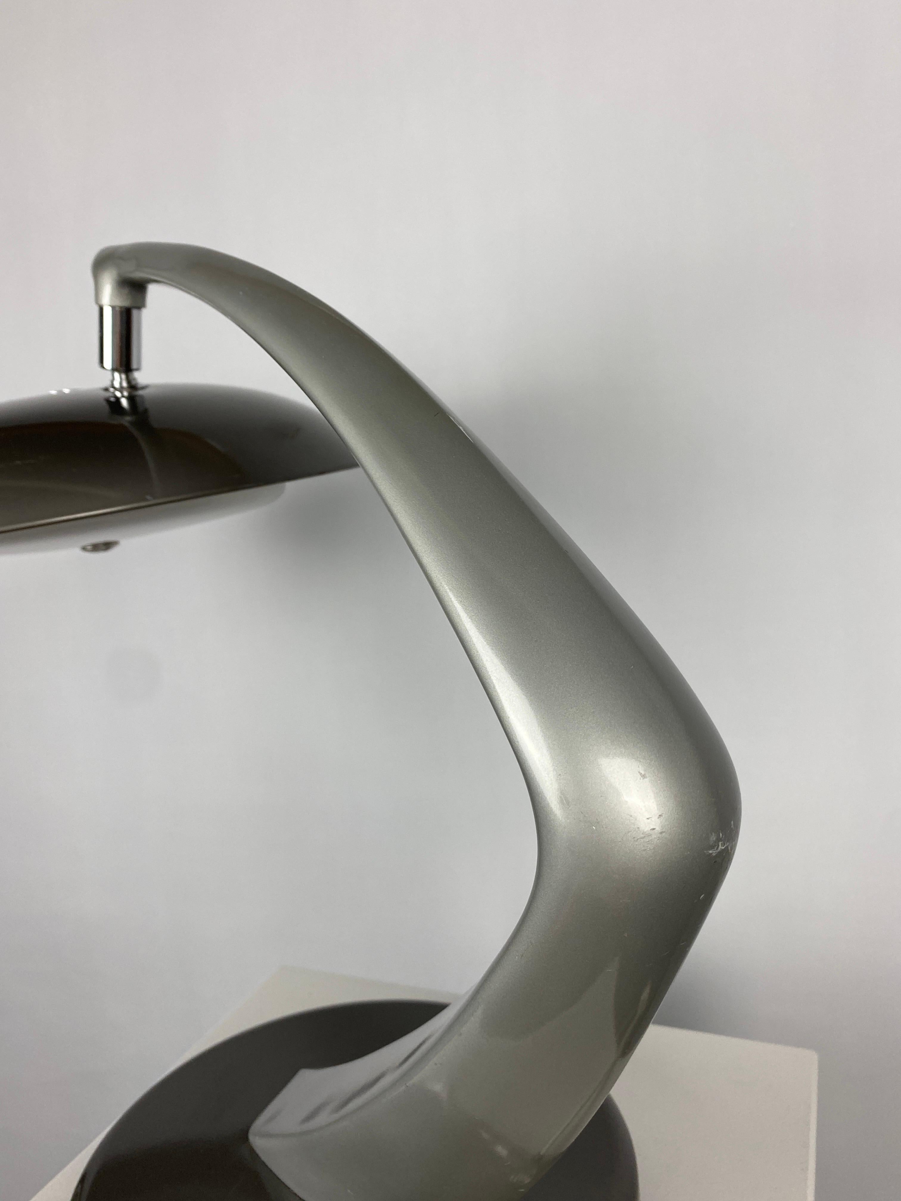 Mid-Century Modern Silver and Grey Desk Light Boomerang 64 by Luis Pérez De La Oliva for Fase 1960