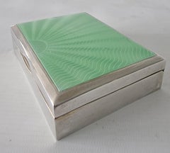 Silver and Guilloche enamel Cigar Humidor