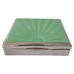 Silver and Guilloche enamel Cigar Humidor