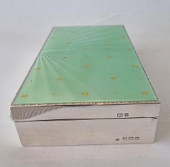 Silver and Guilloche enamel Cigar or Cigarette Humidor or box by Albert Carter