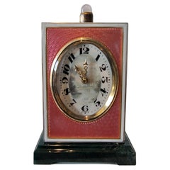 Silver and Guilloche Enamel Minute Repeater Miniature Carriage Clock