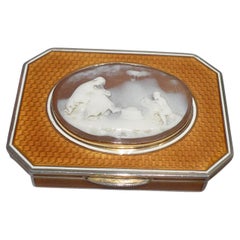 Silver and Guilloche Enamel Snuff Box with Fine Neo-Classical Cameo