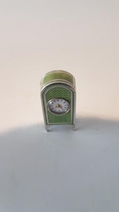 Silver and Guilloche Enamel Sub Miniature Carriage Clock