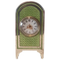 Silver and Guilloche Enamel Sub Miniature Carriage Clock