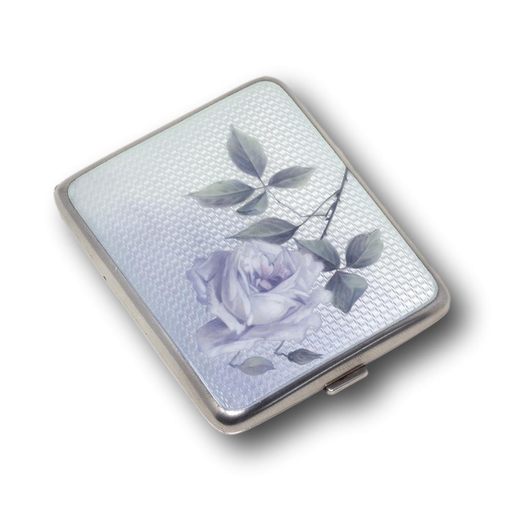 Estuche de viaje para fotografías de plata y esmalte guilloché Art Nouveau en venta