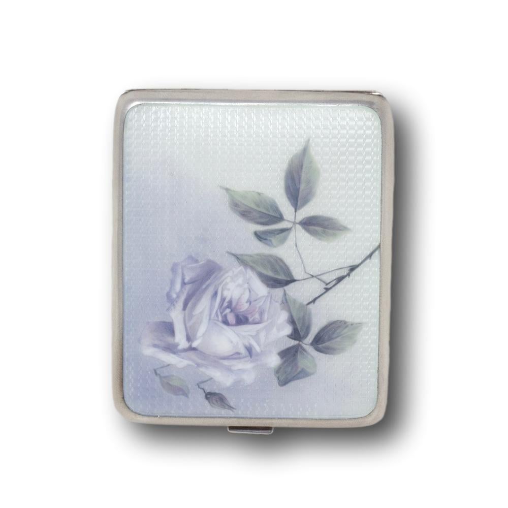 Estuche de viaje para fotografías de plata y esmalte guilloché Francés en venta
