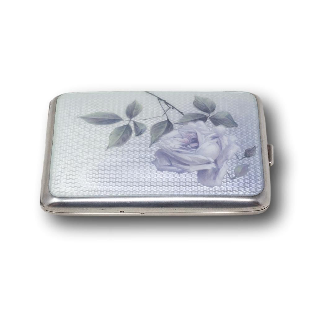 Estuche de viaje para fotografías de plata y esmalte guilloché siglo XX en venta