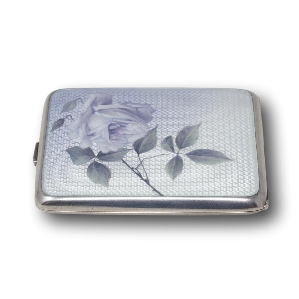 Estuche de viaje para fotografías de plata y esmalte guilloché en venta 1