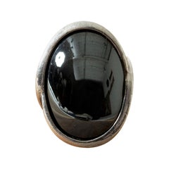 Silver and Hematite Ring from Niels Erik From Denmark, 1960s