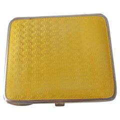 Silver and Imperial Yellow Guilloche Enamel Cigarette or Card Case