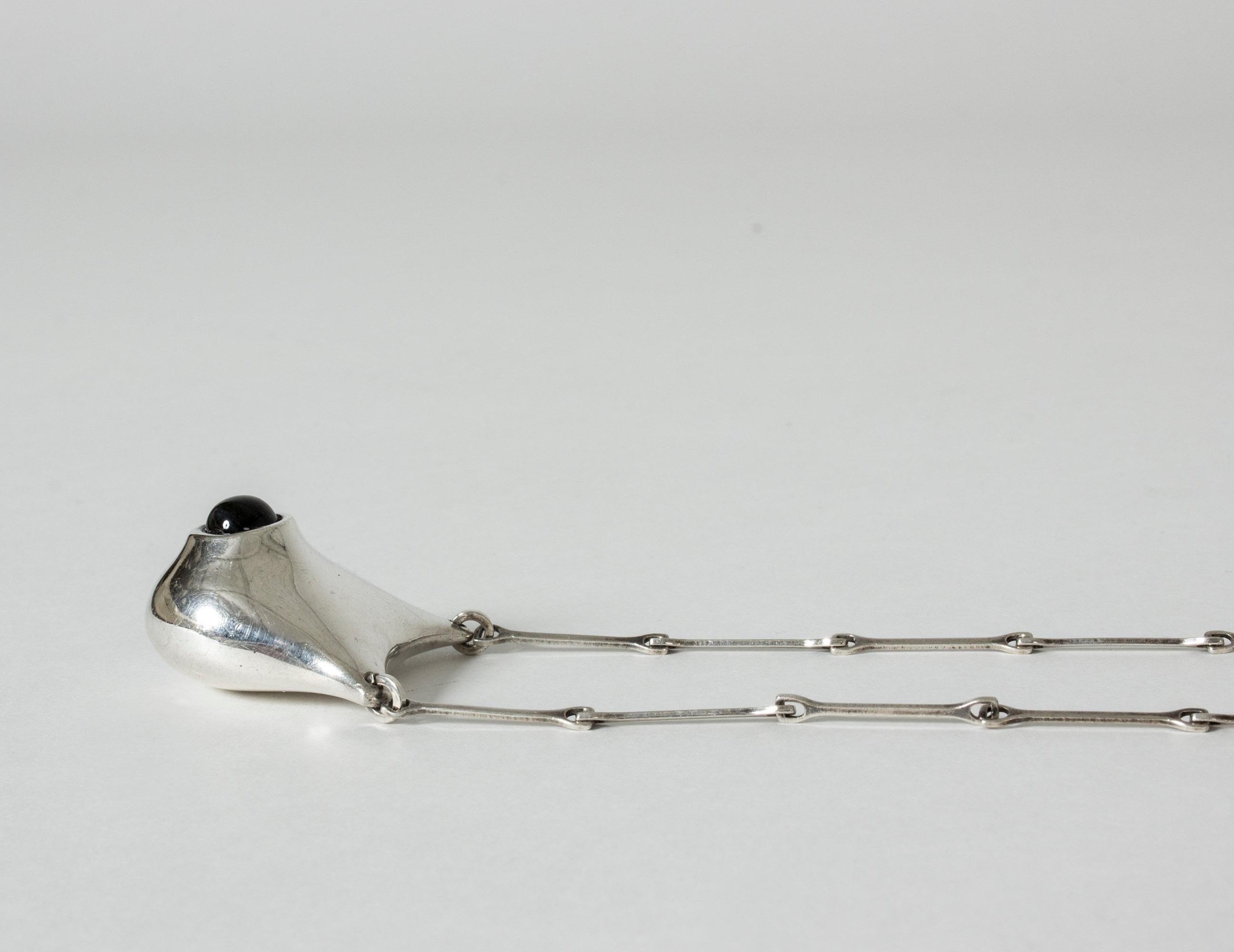 Ball Cut Silver and Labradorite Necklace by Björn Weckström for Lapponia, Finland, 1980 For Sale