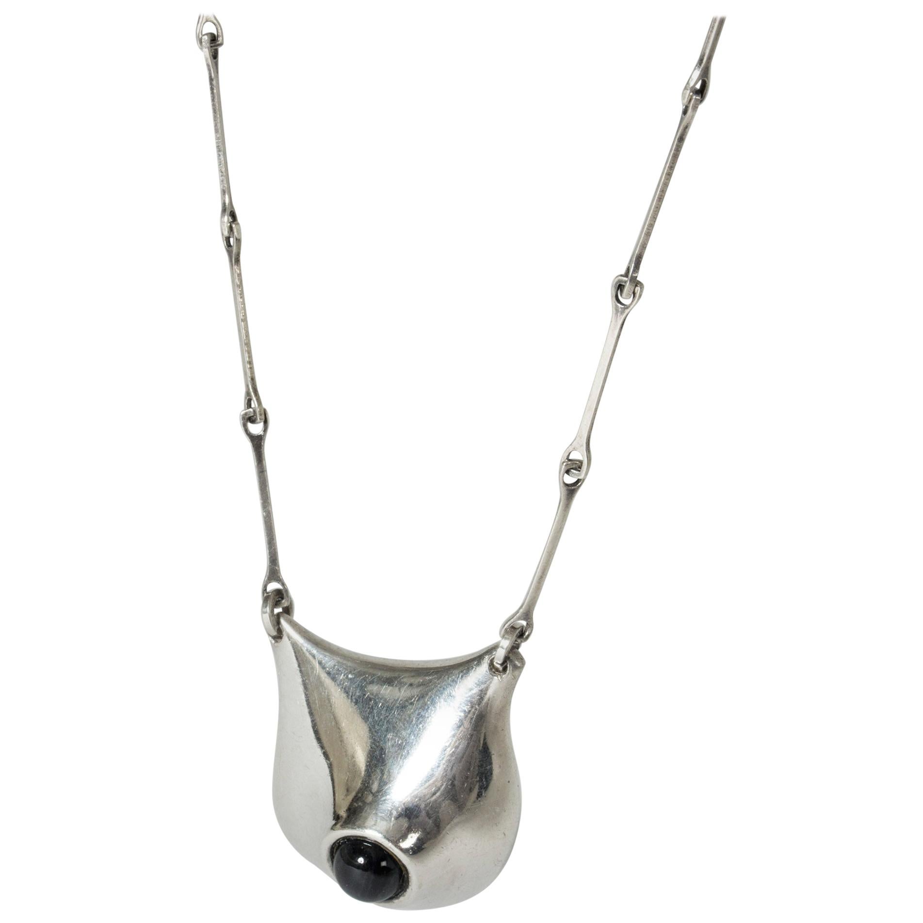 Silver and Labradorite Necklace by Björn Weckström for Lapponia, Finland, 1980 For Sale