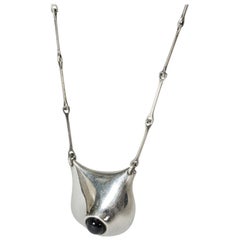 Vintage Silver and Labradorite Necklace by Björn Weckström for Lapponia, Finland, 1980