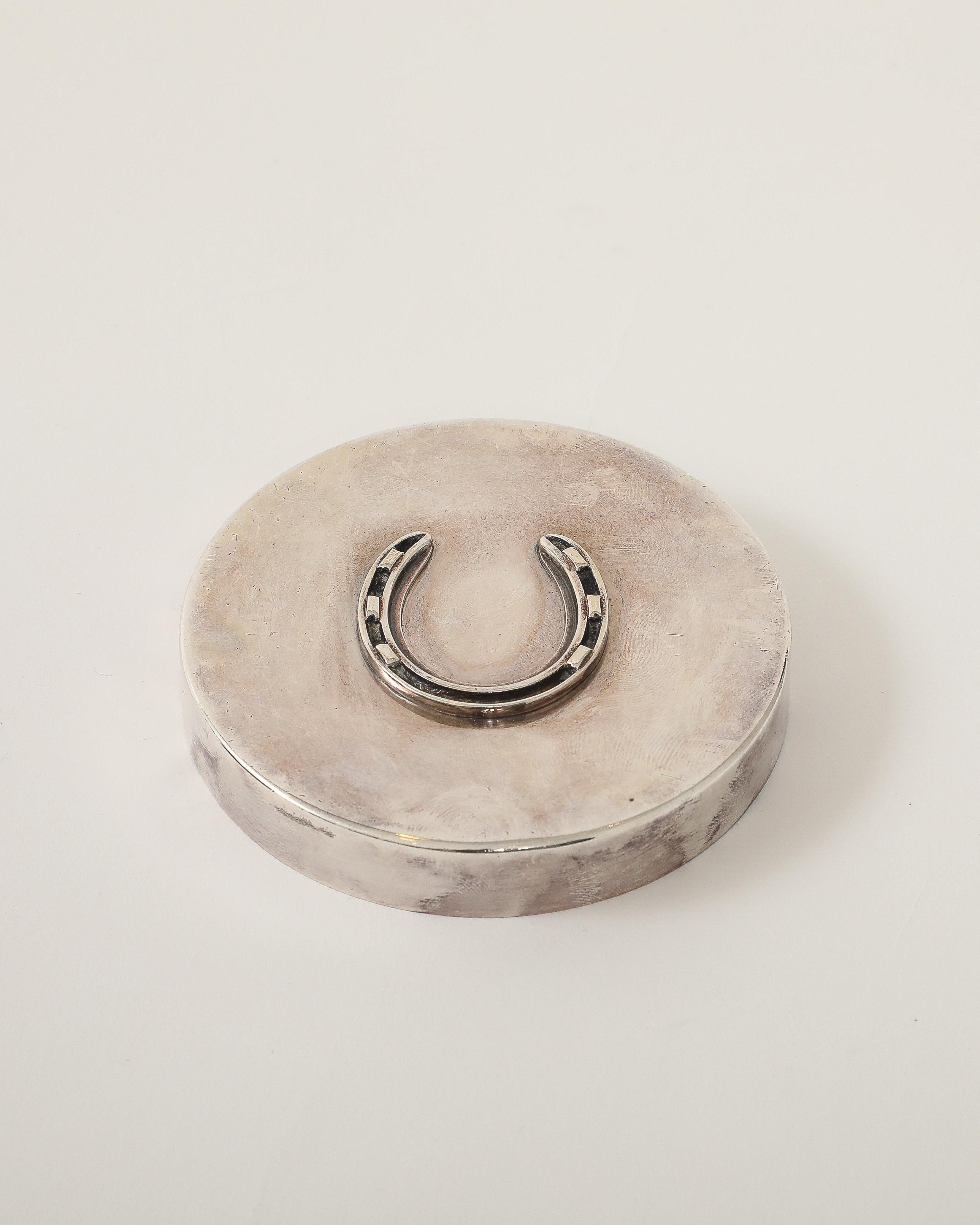 Silver and Leather Box by Hermes, Italy, c. 1960 For Sale 7