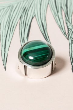 Silver and Malachite Brooch by Heikki Kaksonen