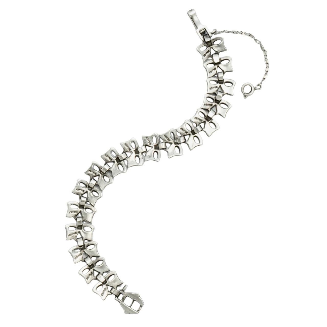 Silber und Markasit Bow Design Link Armband circa 1930s für Damen oder Herren im Angebot