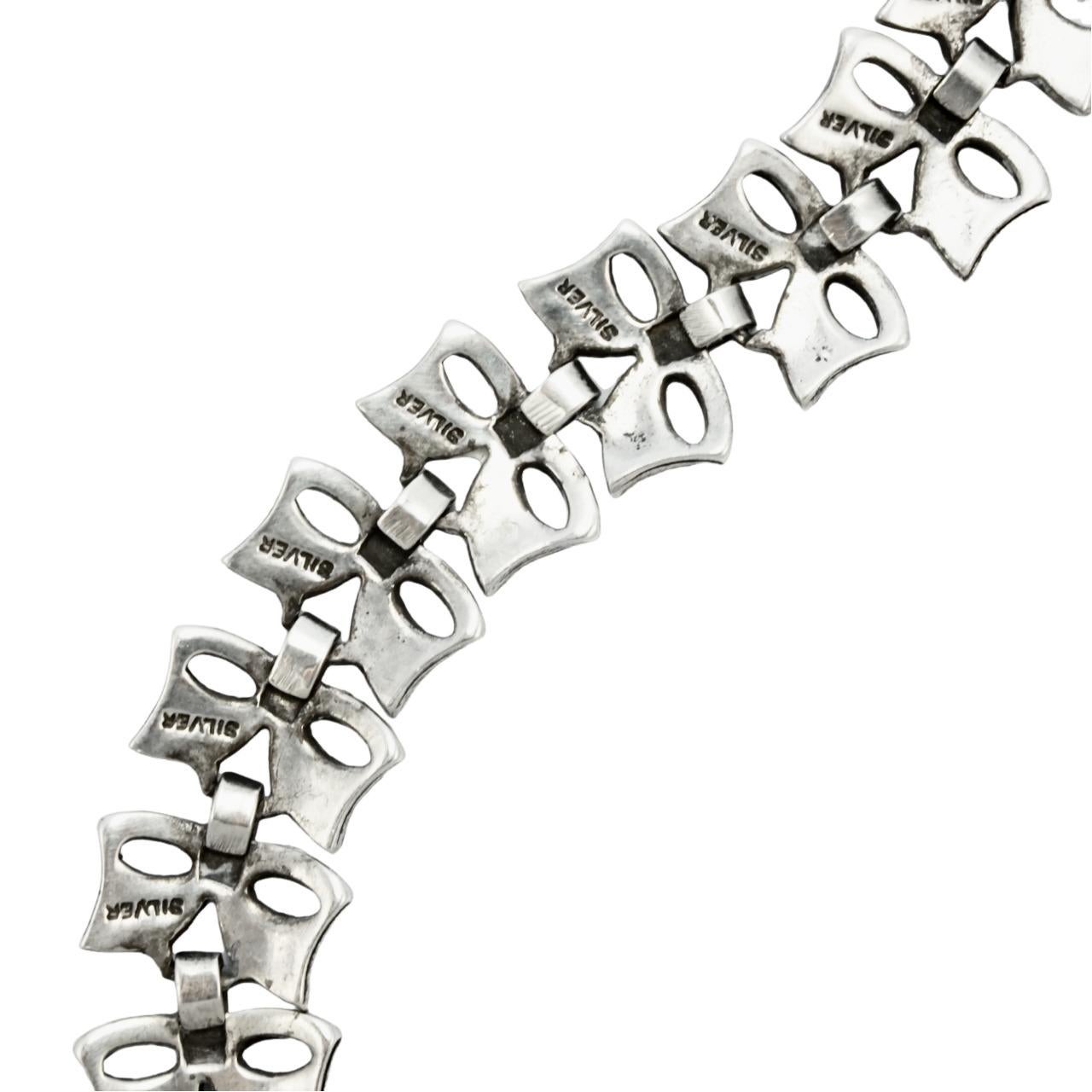 Silber und Markasit Bow Design Link Armband circa 1930s im Angebot 1