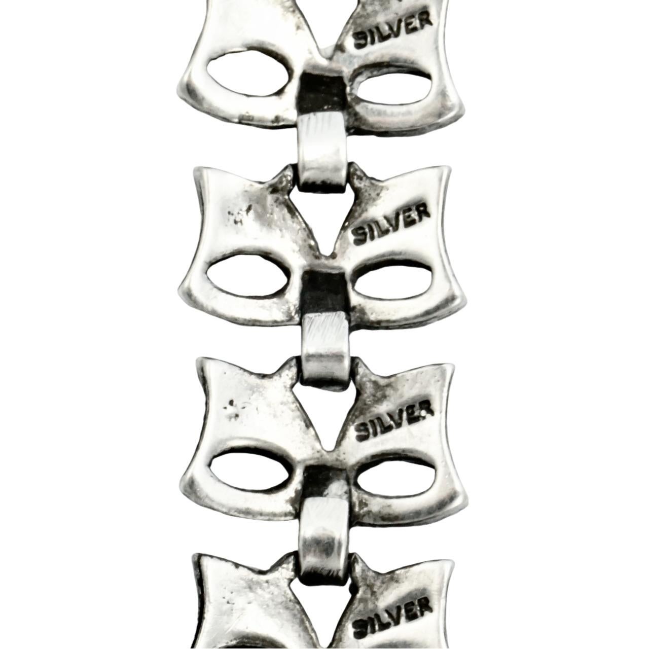 Silber und Markasit Bow Design Link Armband circa 1930s im Angebot 2