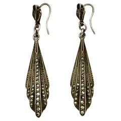 Silver and Marcasite Drop Earrings