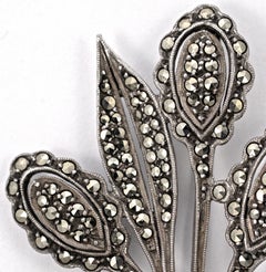 Silver and Marcasite Flower and Bow Brooch circa 1930s