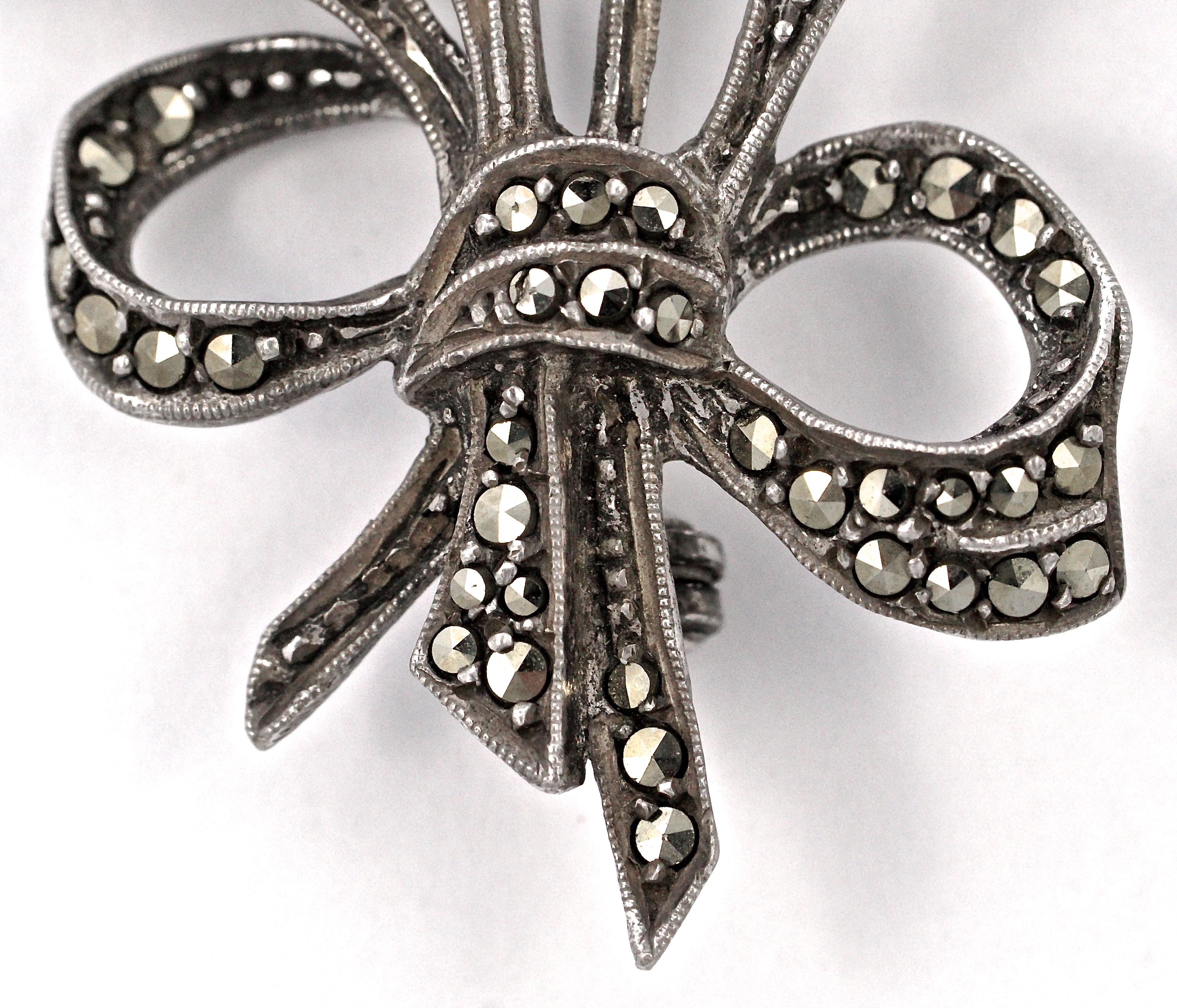 marcasite bow brooch