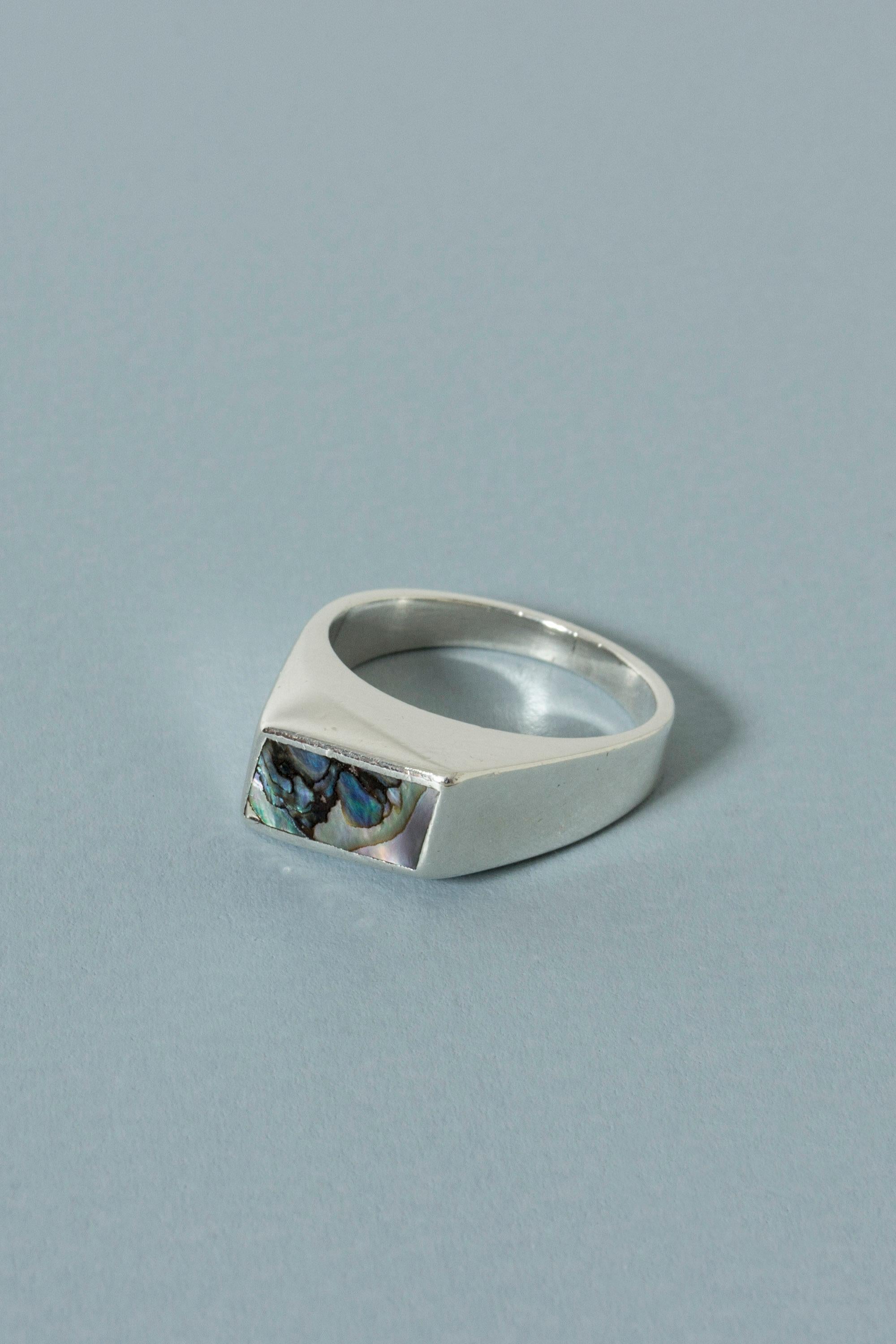 mother of pearl silver ring